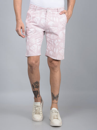 Pink Printed 100% Cotton Shorts-Men Shorts-Crimsoune Club