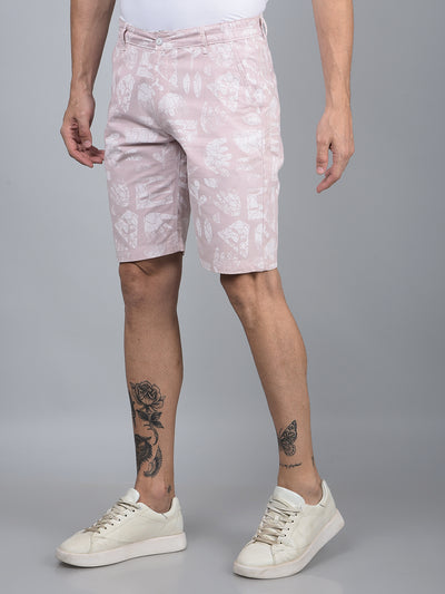 Pink Printed 100% Cotton Shorts-Men Shorts-Crimsoune Club