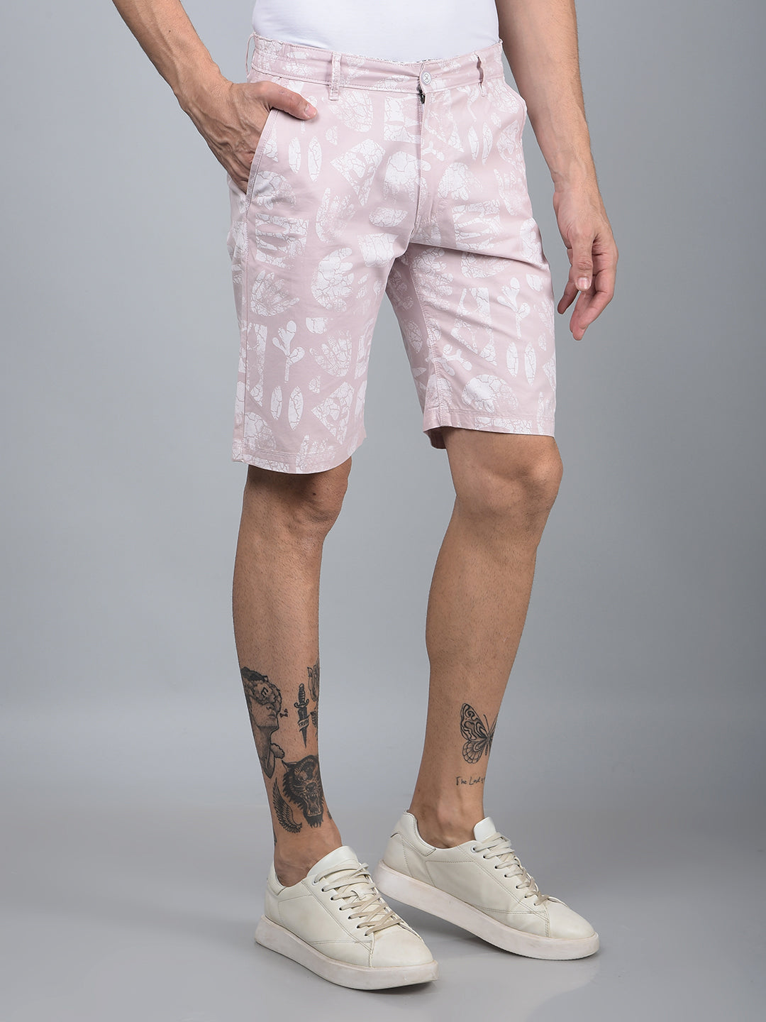 Pink Printed 100% Cotton Shorts-Men Shorts-Crimsoune Club