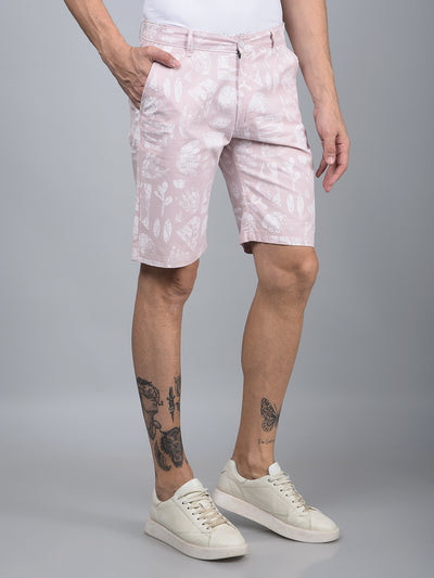 Pink Printed 100% Cotton Shorts-Men Shorts-Crimsoune Club