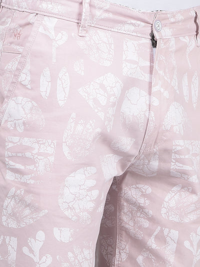Pink Printed 100% Cotton Shorts-Men Shorts-Crimsoune Club