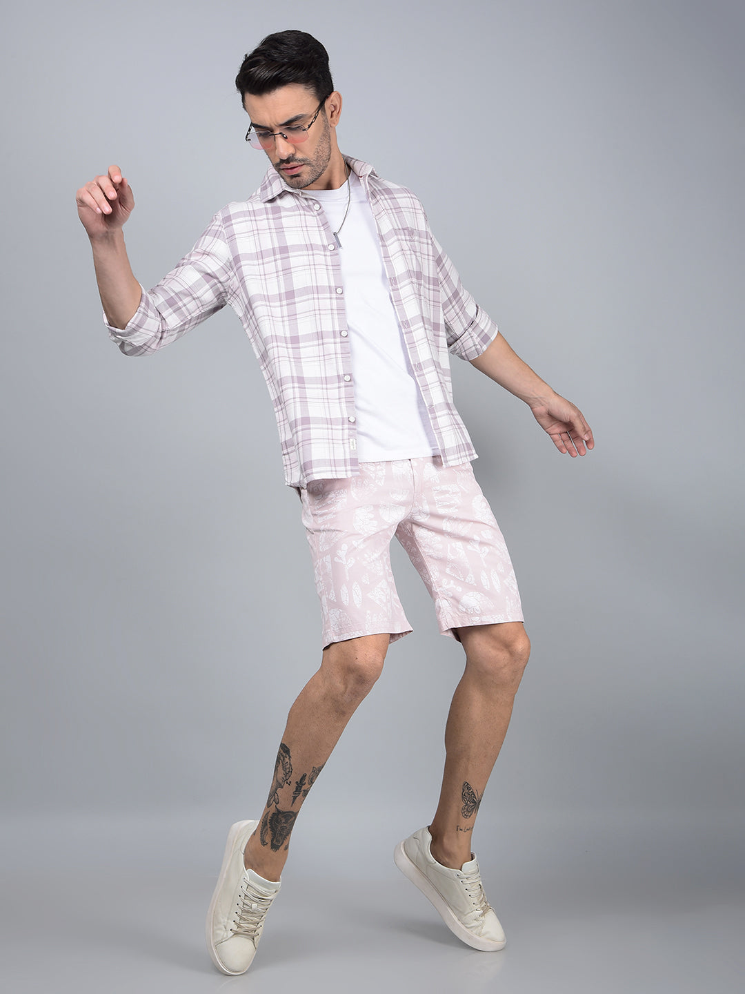 Pink Printed 100% Cotton Shorts-Men Shorts-Crimsoune Club