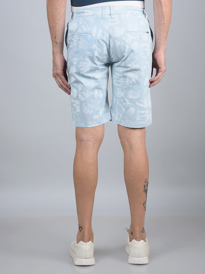 Blue Printed 100% Cotton Shorts-Men Shorts-Crimsoune Club