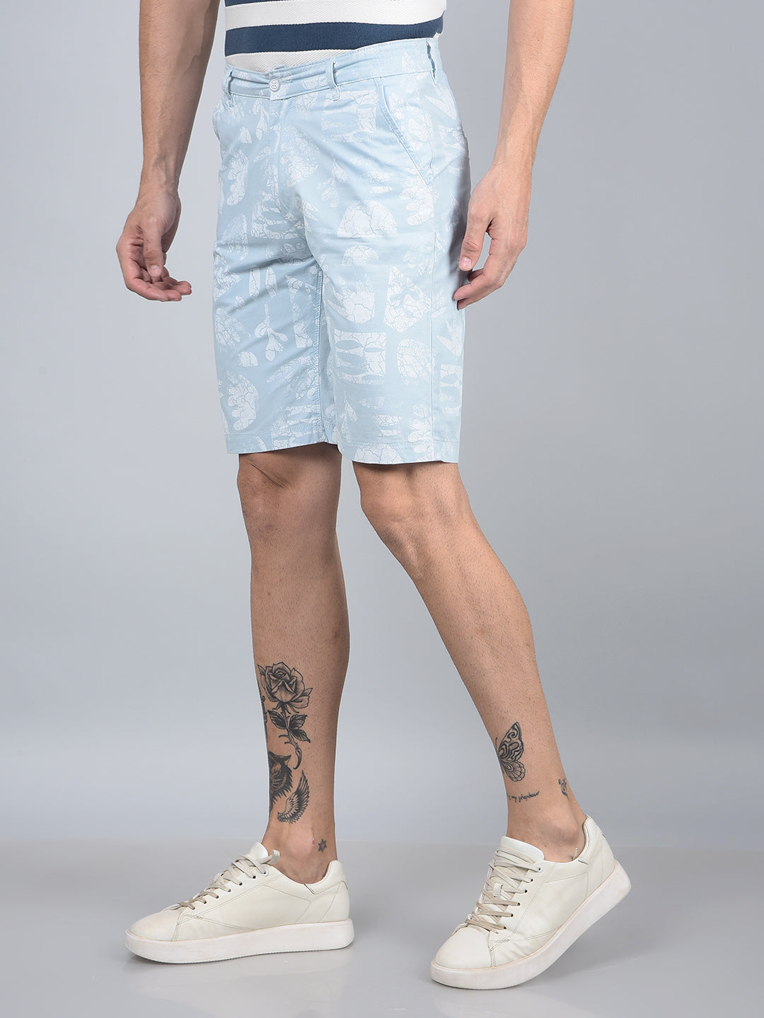 Blue Printed 100% Cotton Shorts-Men Shorts-Crimsoune Club