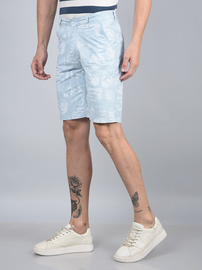 Blue Printed 100% Cotton Shorts-Men Shorts-Crimsoune Club