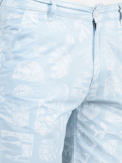 Blue Printed 100% Cotton Shorts-Men Shorts-Crimsoune Club