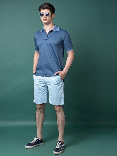 Blue Printed 100% Cotton Shorts-Men Shorts-Crimsoune Club