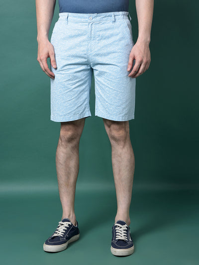 Blue Printed 100% Cotton Shorts-Men Shorts-Crimsoune Club