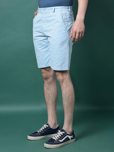 Blue Printed 100% Cotton Shorts-Men Shorts-Crimsoune Club