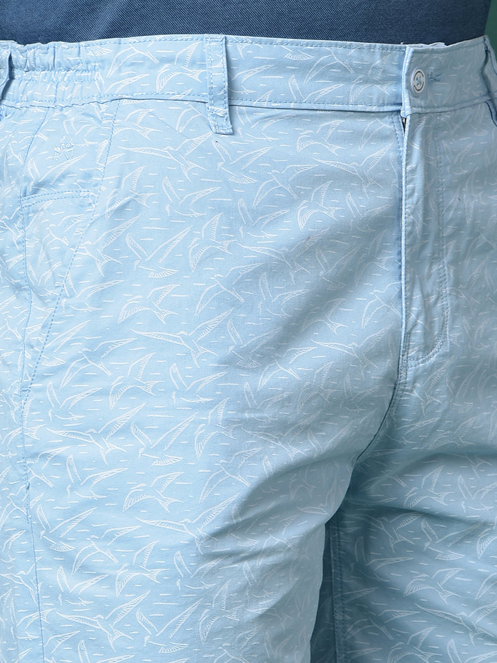 Blue Printed 100% Cotton Shorts-Men Shorts-Crimsoune Club