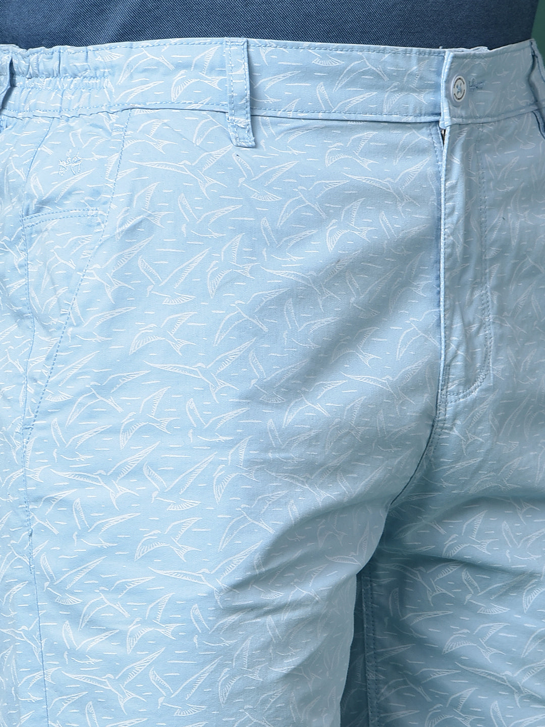Blue Printed 100% Cotton Shorts-Men Shorts-Crimsoune Club