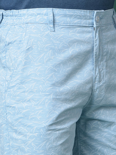 Blue Printed 100% Cotton Shorts-Men Shorts-Crimsoune Club