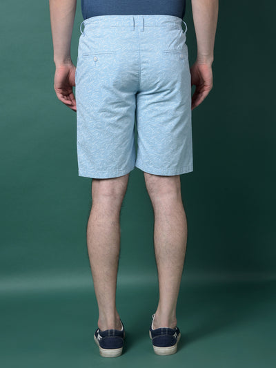 Blue Printed 100% Cotton Shorts-Men Shorts-Crimsoune Club