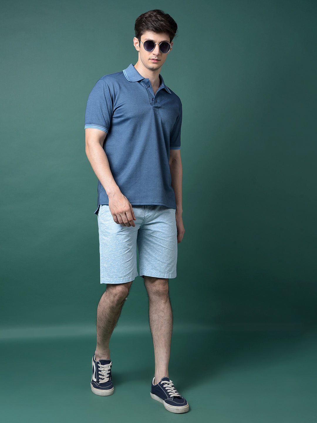 Blue Printed 100% Cotton Shorts-Men Shorts-Crimsoune Club
