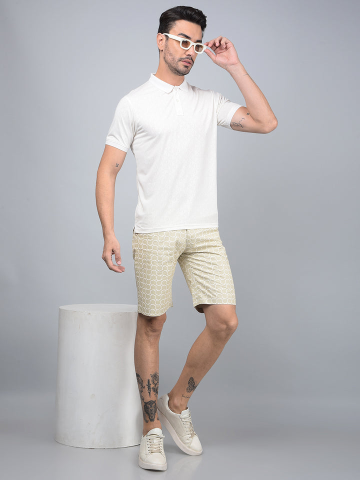 Green Printed 100% Cotton Shorts-Men Shorts-Crimsoune Club