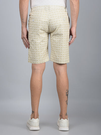 Green Printed 100% Cotton Shorts-Men Shorts-Crimsoune Club