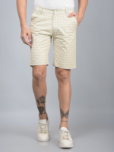 Green Printed 100% Cotton Shorts-Men Shorts-Crimsoune Club