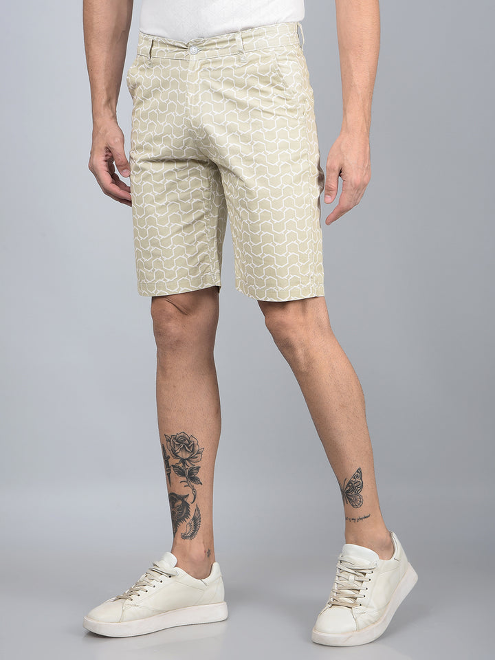 Green Printed 100% Cotton Shorts-Men Shorts-Crimsoune Club