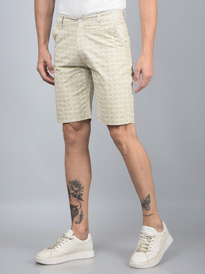 Green Printed 100% Cotton Shorts-Men Shorts-Crimsoune Club