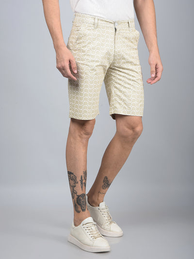 Green Printed 100% Cotton Shorts-Men Shorts-Crimsoune Club