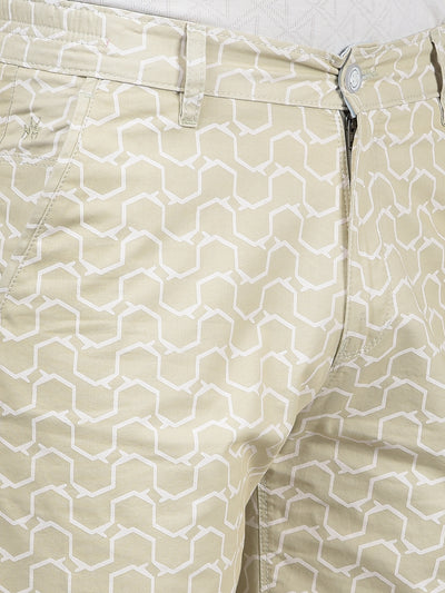 Green Printed 100% Cotton Shorts-Men Shorts-Crimsoune Club