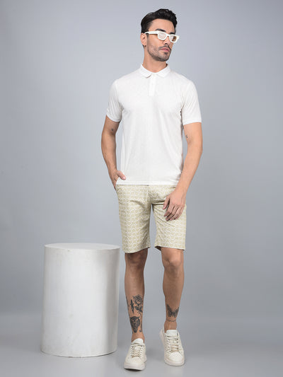 Green Printed 100% Cotton Shorts-Men Shorts-Crimsoune Club