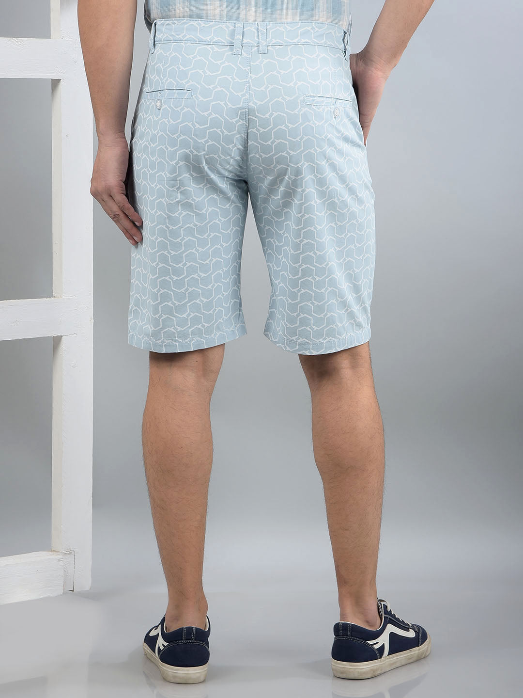 Blue Printed 100% Cotton Shorts-Men Shorts-Crimsoune Club