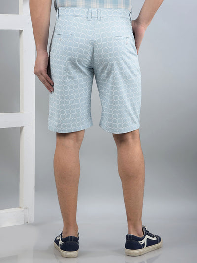 Blue Printed 100% Cotton Shorts-Men Shorts-Crimsoune Club