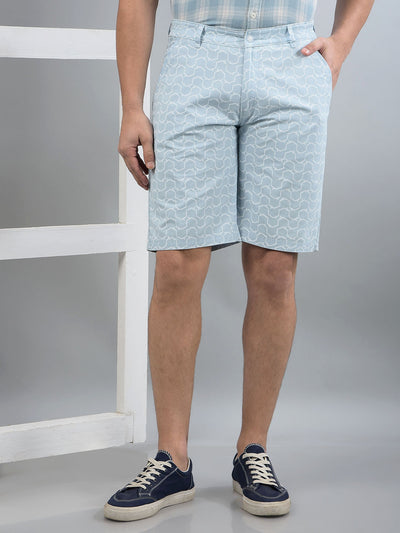 Blue Printed 100% Cotton Shorts-Men Shorts-Crimsoune Club