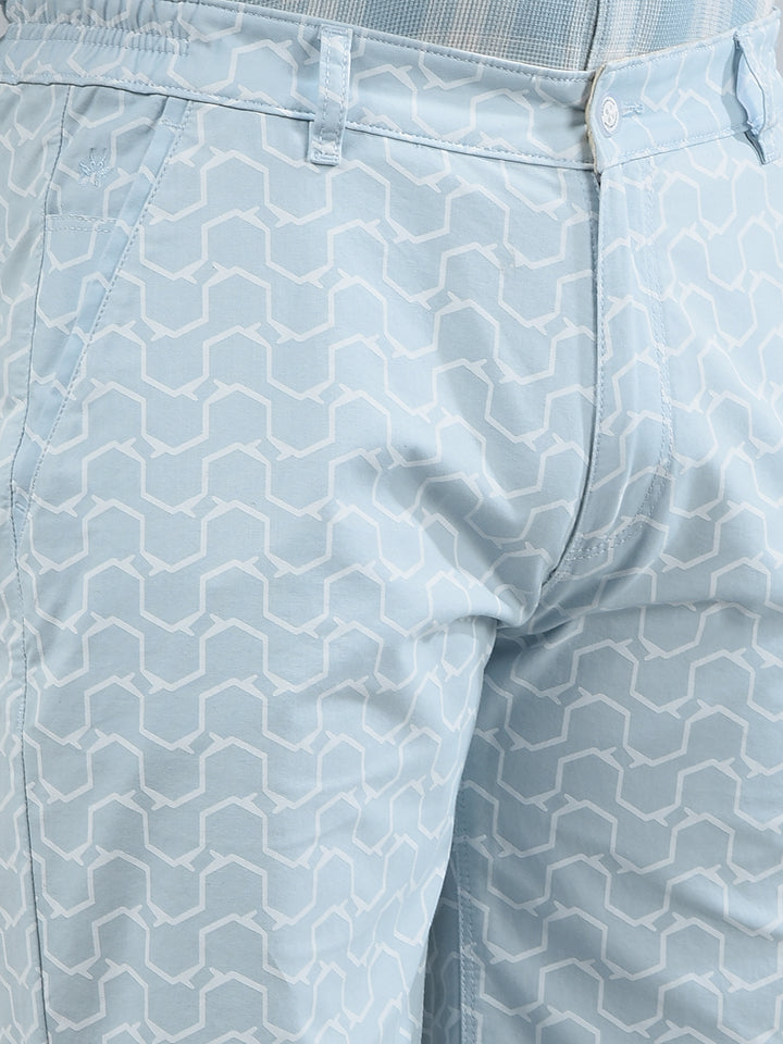 Blue Printed 100% Cotton Shorts-Men Shorts-Crimsoune Club