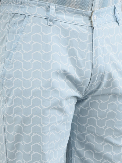 Blue Printed 100% Cotton Shorts-Men Shorts-Crimsoune Club