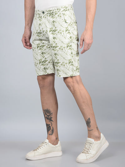 Green Printed 100% Cotton Shorts-Men Shorts-Crimsoune Club