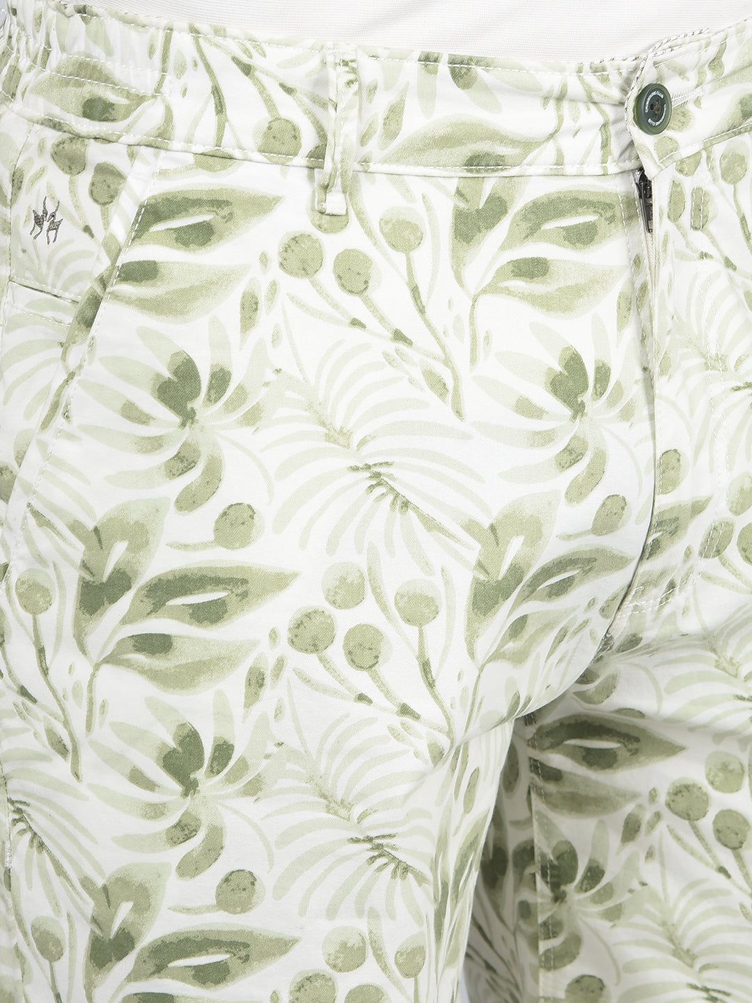 Green Printed 100% Cotton Shorts-Men Shorts-Crimsoune Club