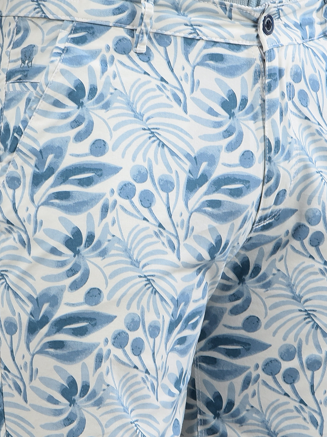 Blue Floral Print 100% Cotton Shorts-Men Shorts-Crimsoune Club