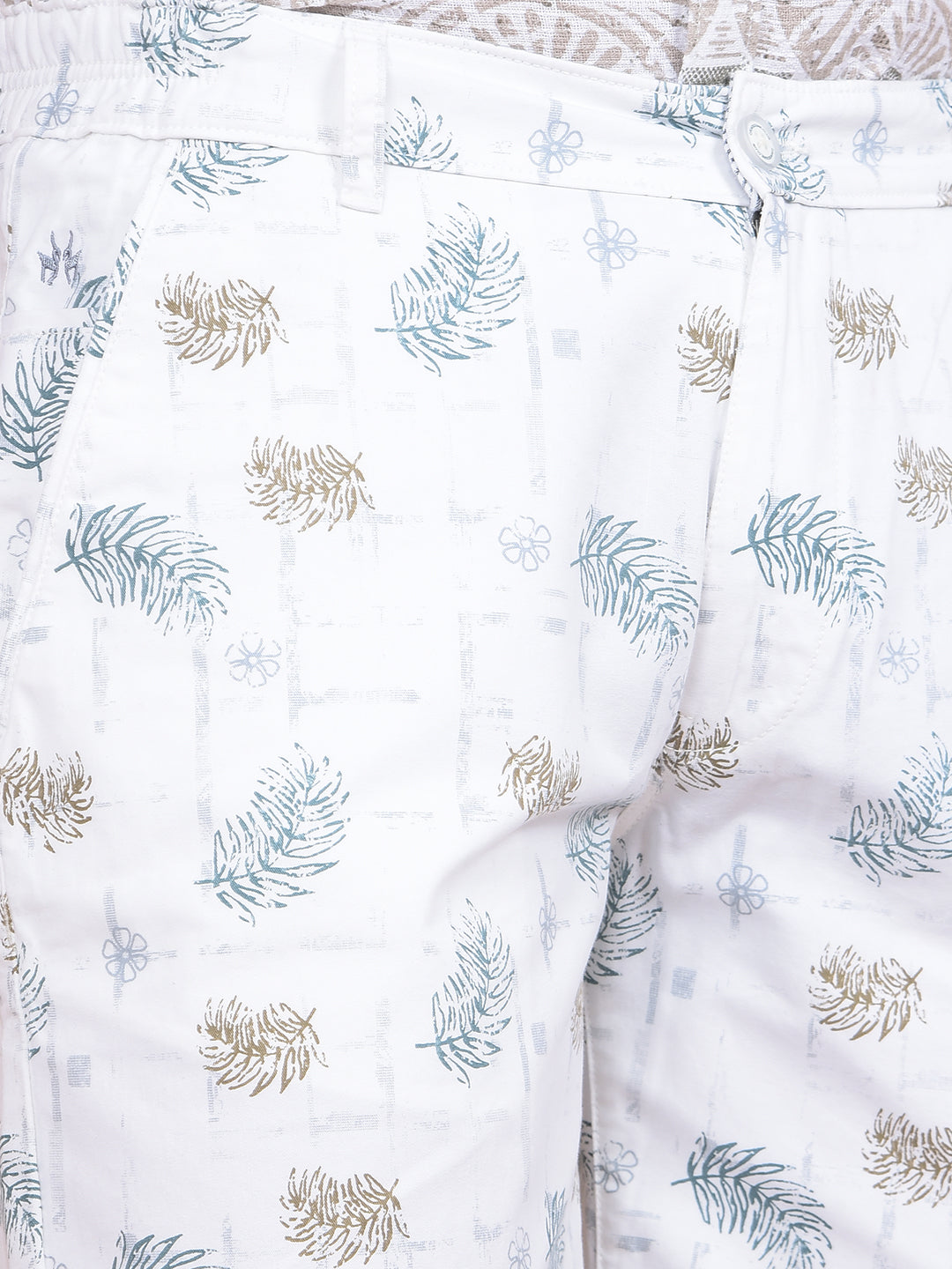 White Floral Print 100% Cotton Shorts-Men Shorts-Crimsoune Club