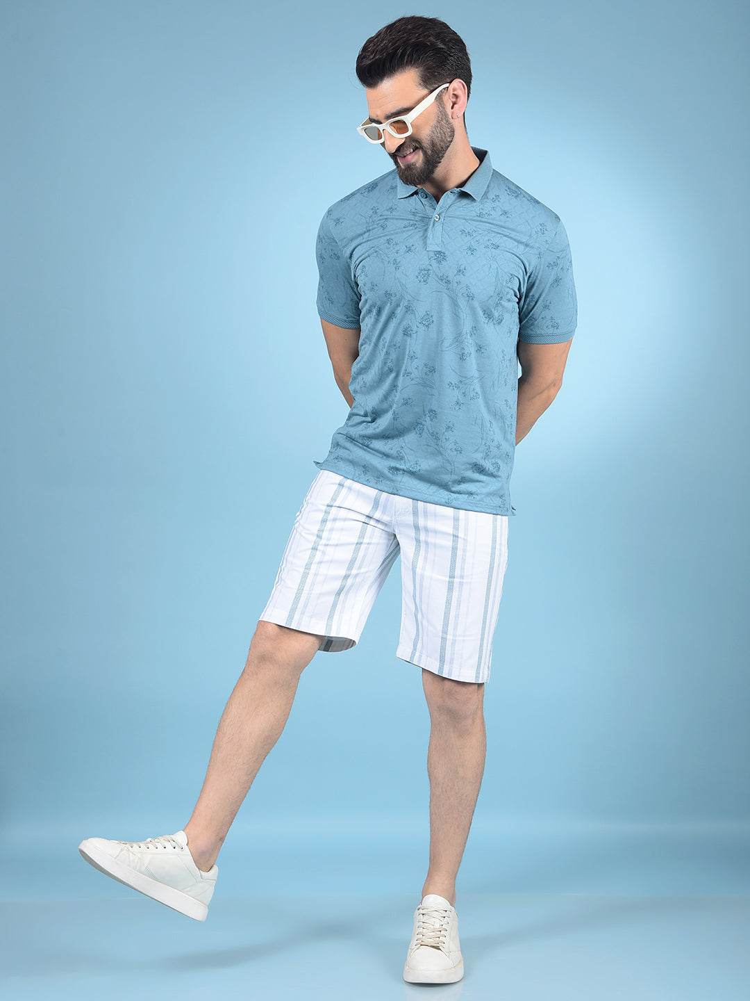 White Vertical Stripes 100% Cotton Shorts-Men Shorts-Crimsoune Club