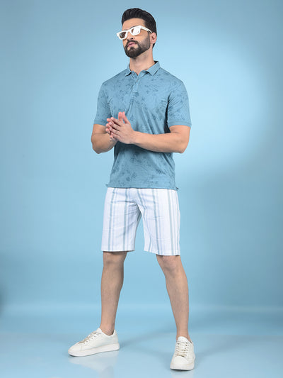 White Vertical Stripes 100% Cotton Shorts-Men Shorts-Crimsoune Club