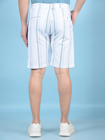 White Vertical Stripes 100% Cotton Shorts-Men Shorts-Crimsoune Club