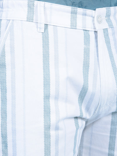 White Vertical Stripes 100% Cotton Shorts-Men Shorts-Crimsoune Club