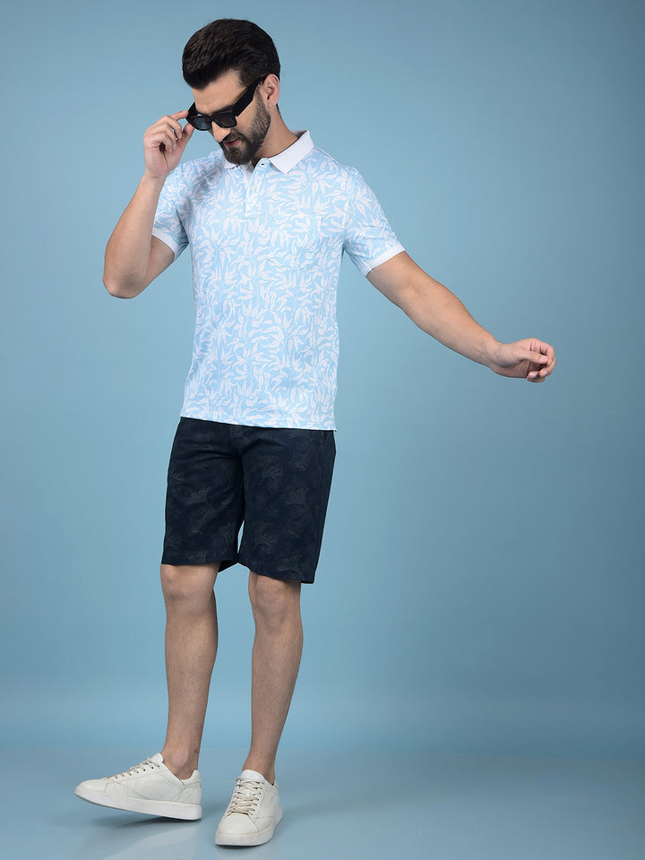 Black Floral Print 100% Cotton Shorts-Men Shorts-Crimsoune Club