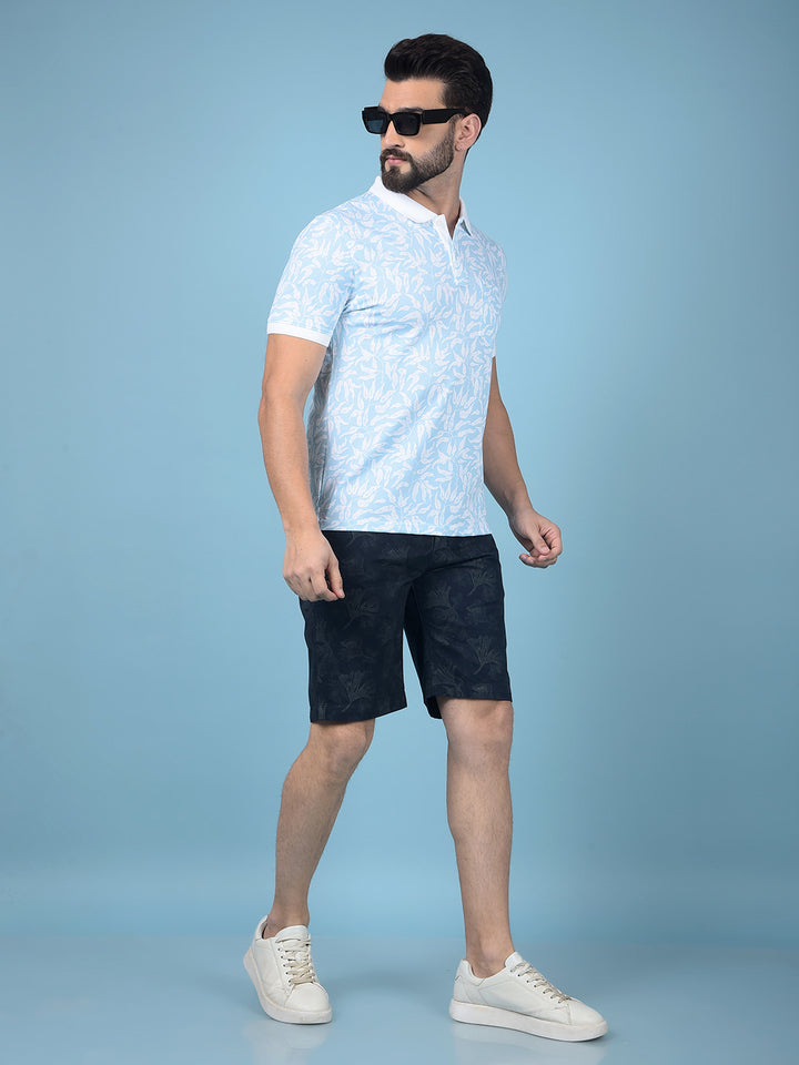 Black Floral Print 100% Cotton Shorts-Men Shorts-Crimsoune Club