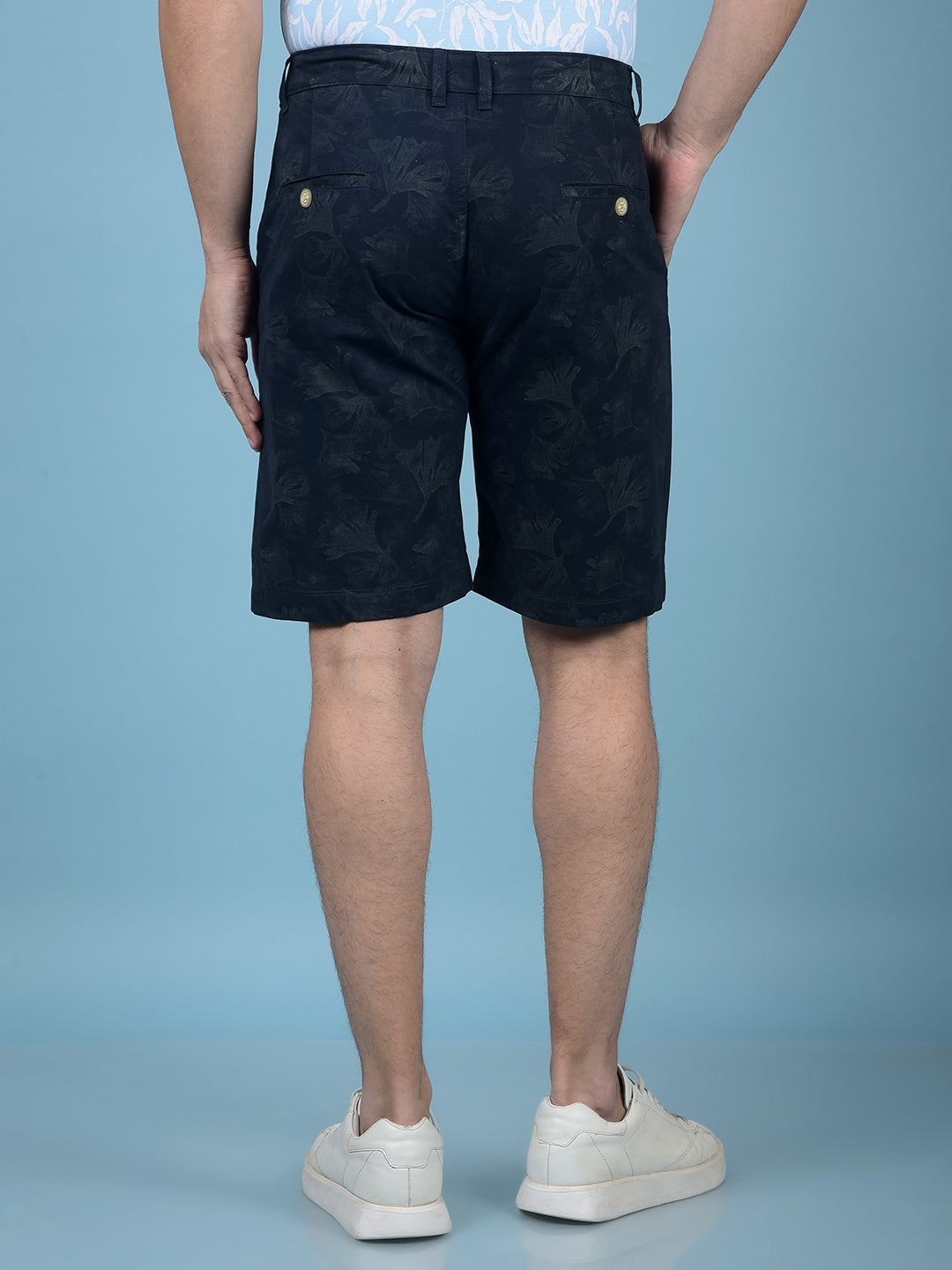Black Floral Print 100% Cotton Shorts-Men Shorts-Crimsoune Club