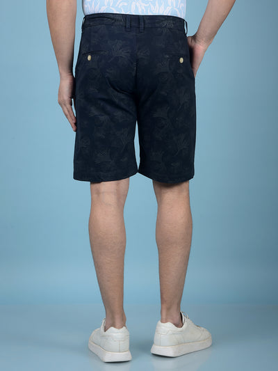 Black Floral Print 100% Cotton Shorts-Men Shorts-Crimsoune Club