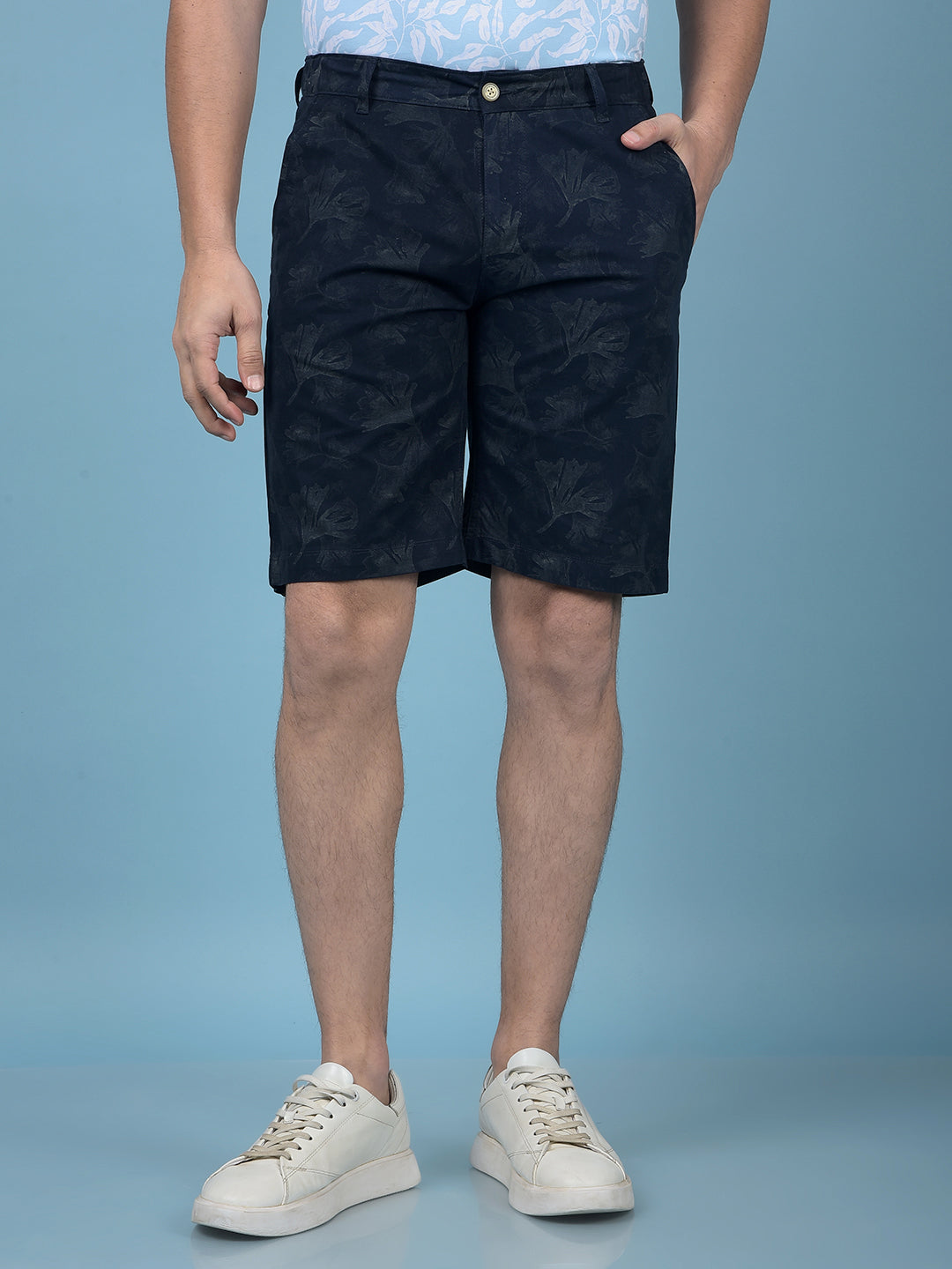 Black Floral Print 100% Cotton Shorts-Men Shorts-Crimsoune Club