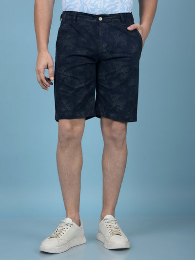 Black Floral Print 100% Cotton Shorts-Men Shorts-Crimsoune Club