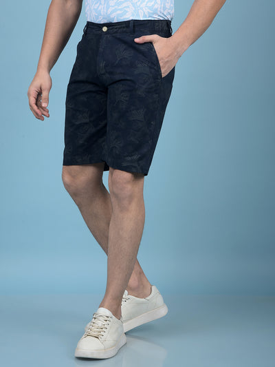 Black Floral Print 100% Cotton Shorts-Men Shorts-Crimsoune Club