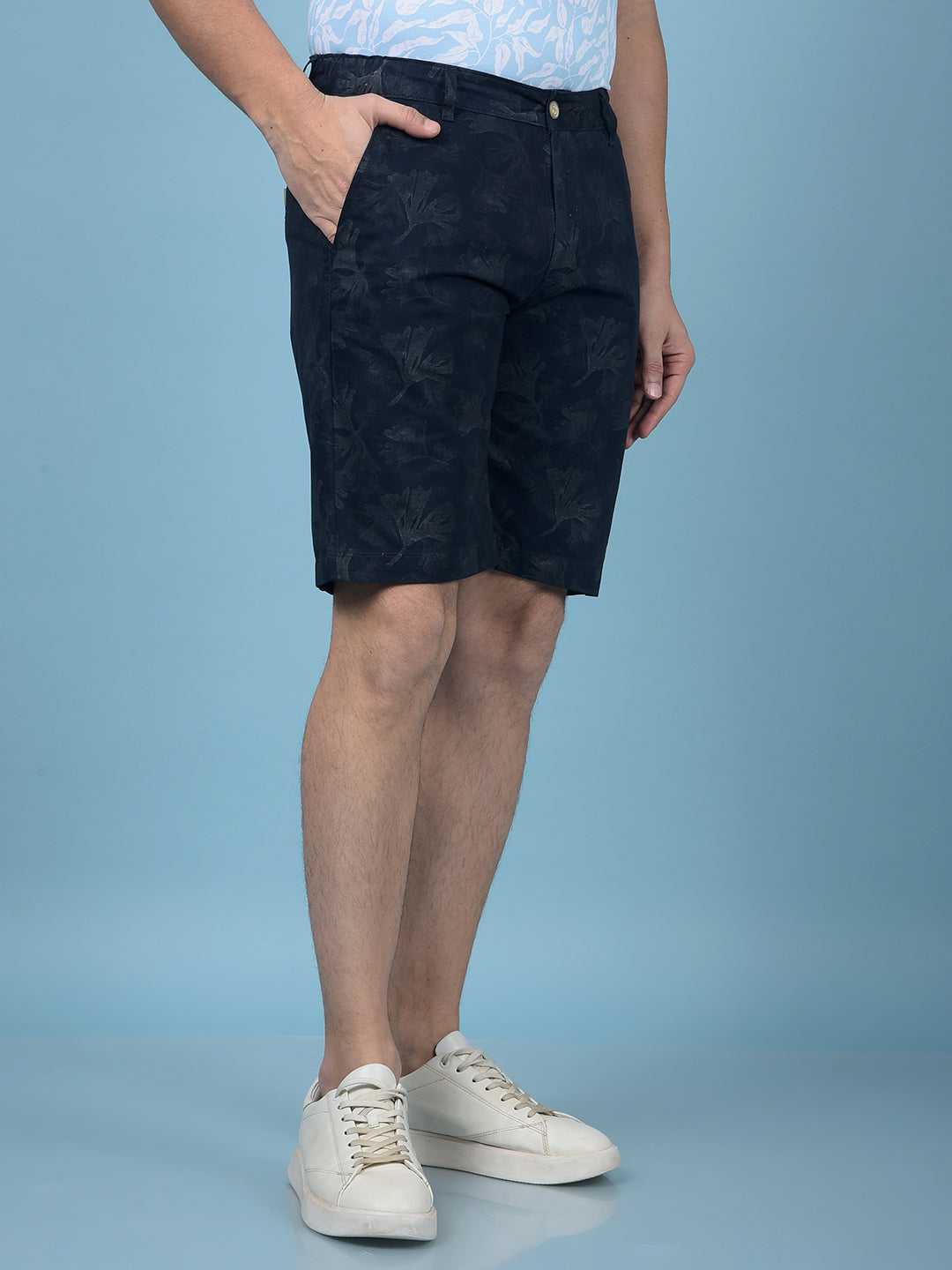 Black Floral Print 100% Cotton Shorts-Men Shorts-Crimsoune Club