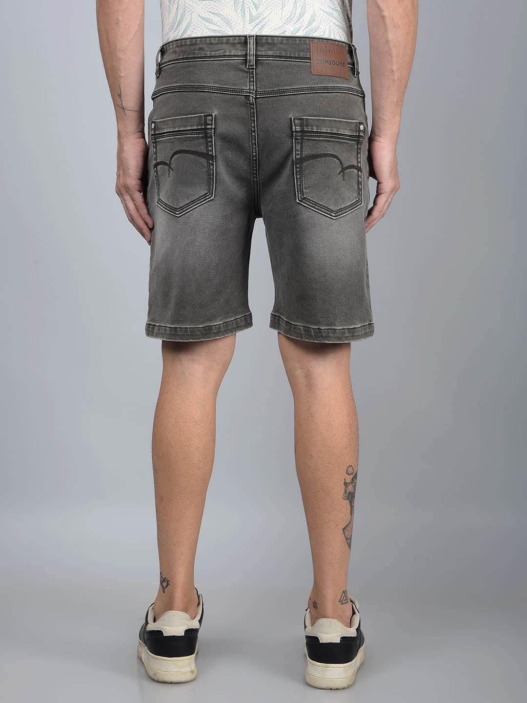 Grey Denim Shorts-Men Shorts-Crimsoune Club