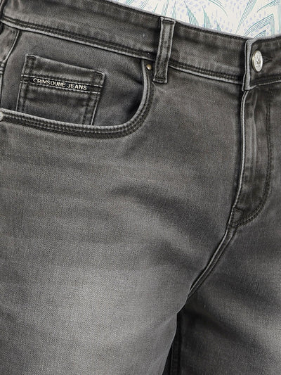 Grey Denim Shorts-Men Shorts-Crimsoune Club