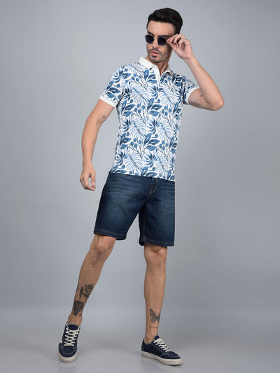 Navy Blue 100% Cotton Denim Shorts-Men Shorts-Crimsoune Club